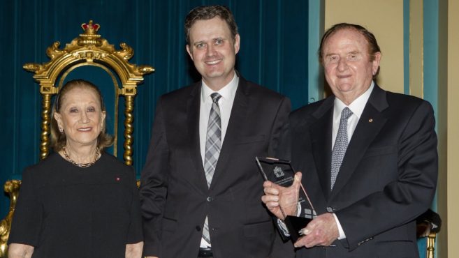 The Gandels receiving the 2016 Premier’s Award for Harmony