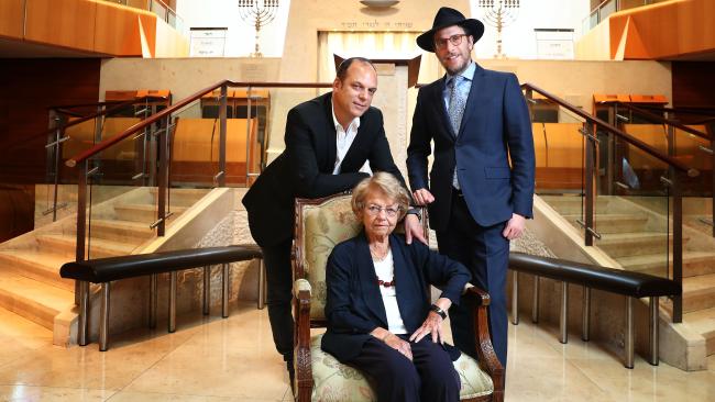 Danny Avidan, his mother Susan and Rabbi Wolff at Central Synagogue