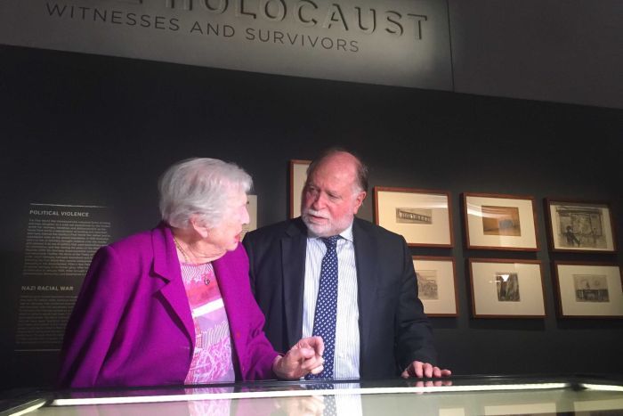 survivor at Holocaust exhibit
