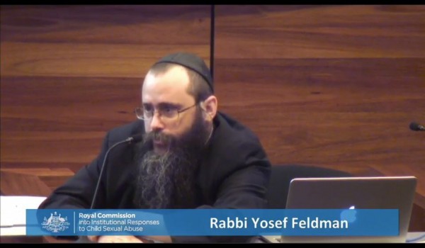 Rabbi Yosef Feldman giving testimony at the Royal Commission