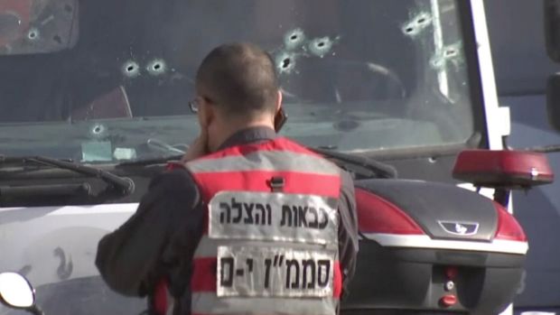Emergency responder at the scene of the Jerusalem terror attack