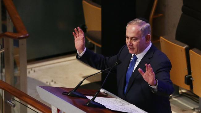 Prime Minister Netanyahu at the podium