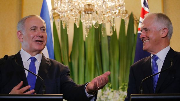 Prime Ministers Turnbull and Netanyahu at a press conference