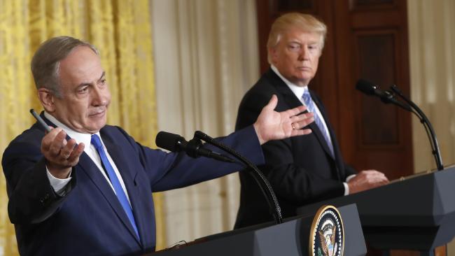 Prime Minister Netanyahu and President Trump at a press conference