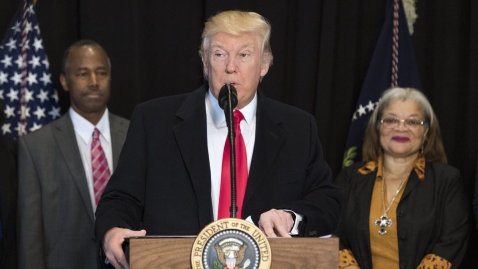 President Trump at the podium