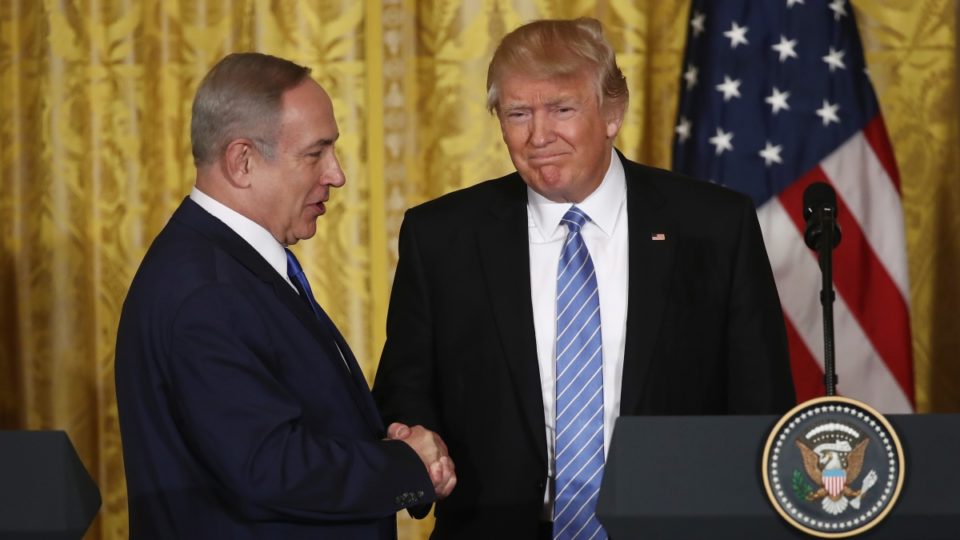 President Trump and Prime Minister Netanyahu shaking hands