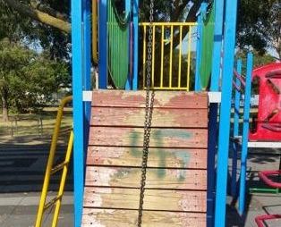 swastika painted on playground equipment