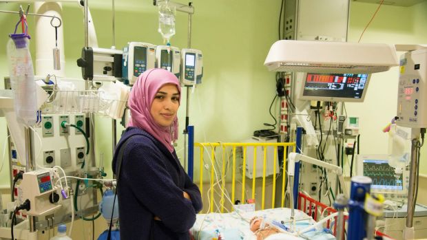 A Palestinian mother with her baby at Israel's Sheba hospital.