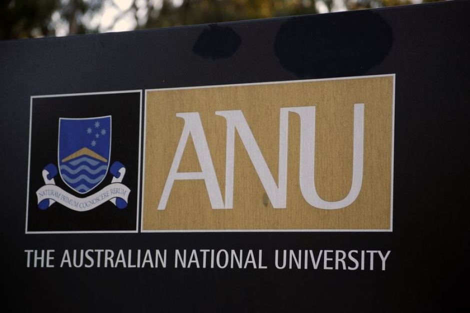 close up of ANU sign