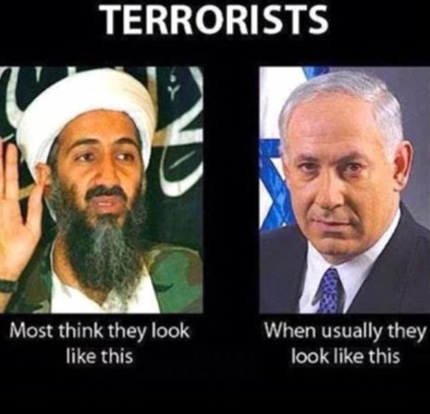 poster comparing netanyahu to bin laden