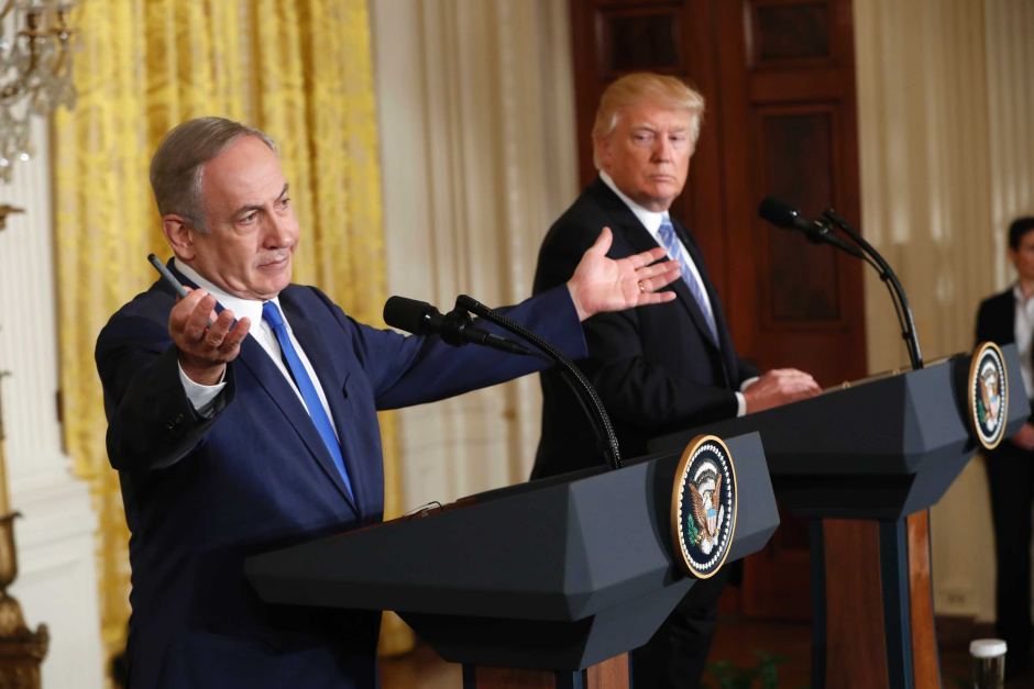 Bibi and Trump at joint press conference in February