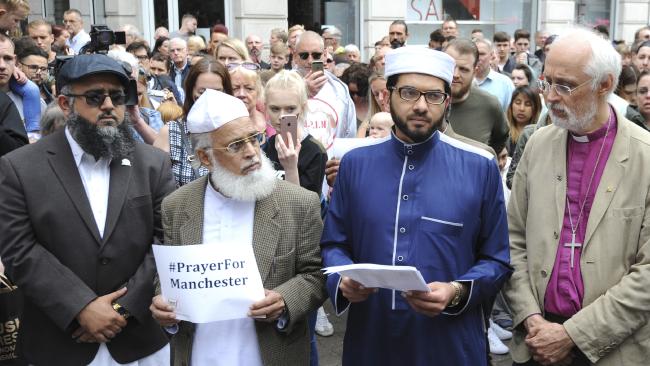 leaders from all faiths together at Manchester solidarity rally