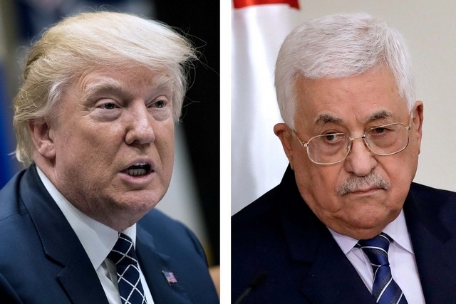 Trump and Abbas in separate headshots
