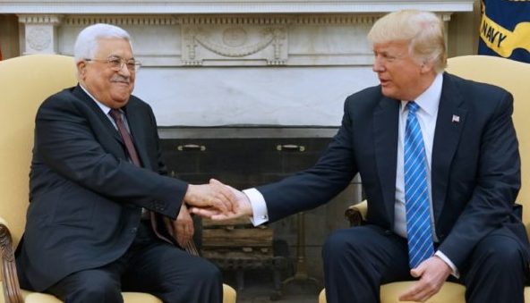 Trump and Abbas shaking hands