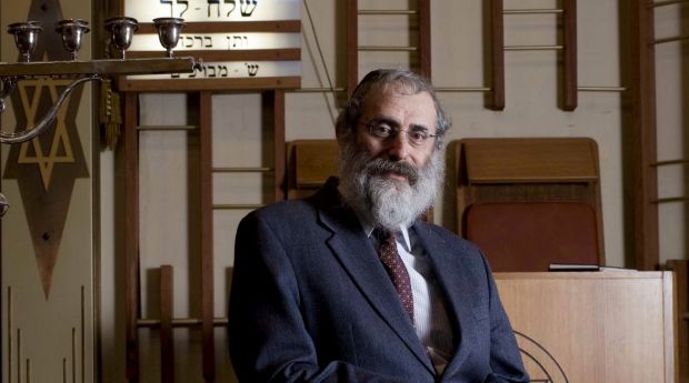 Rabbi Milecki posed looking at camera