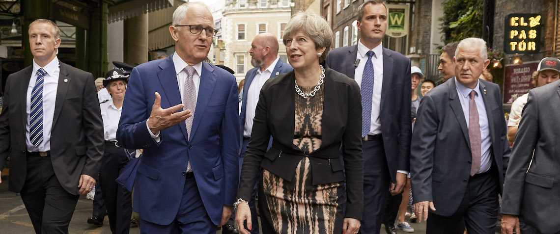 Turnbull and May walking in Borough market