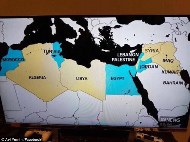 map of middle east, no israel mentioned
