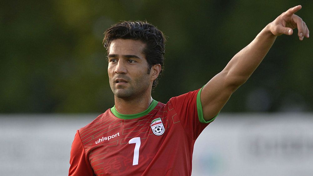 Iranian football player on the field