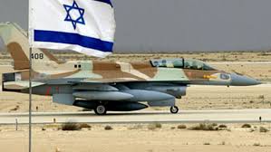 israeli fighter jet and israeli flag in foreground