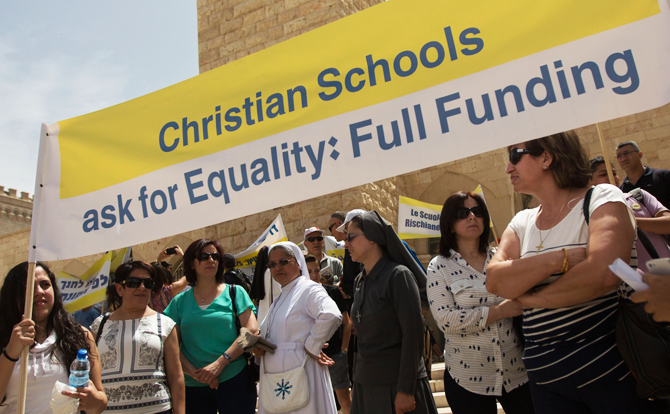 christians striking in Israel on first day of school